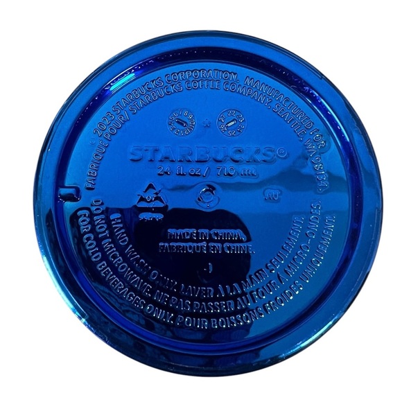 Starbucks Blue Chrome Pleated Metallic Looking Cold Tumbler Venti 24 oz. - Picture 4 of 4